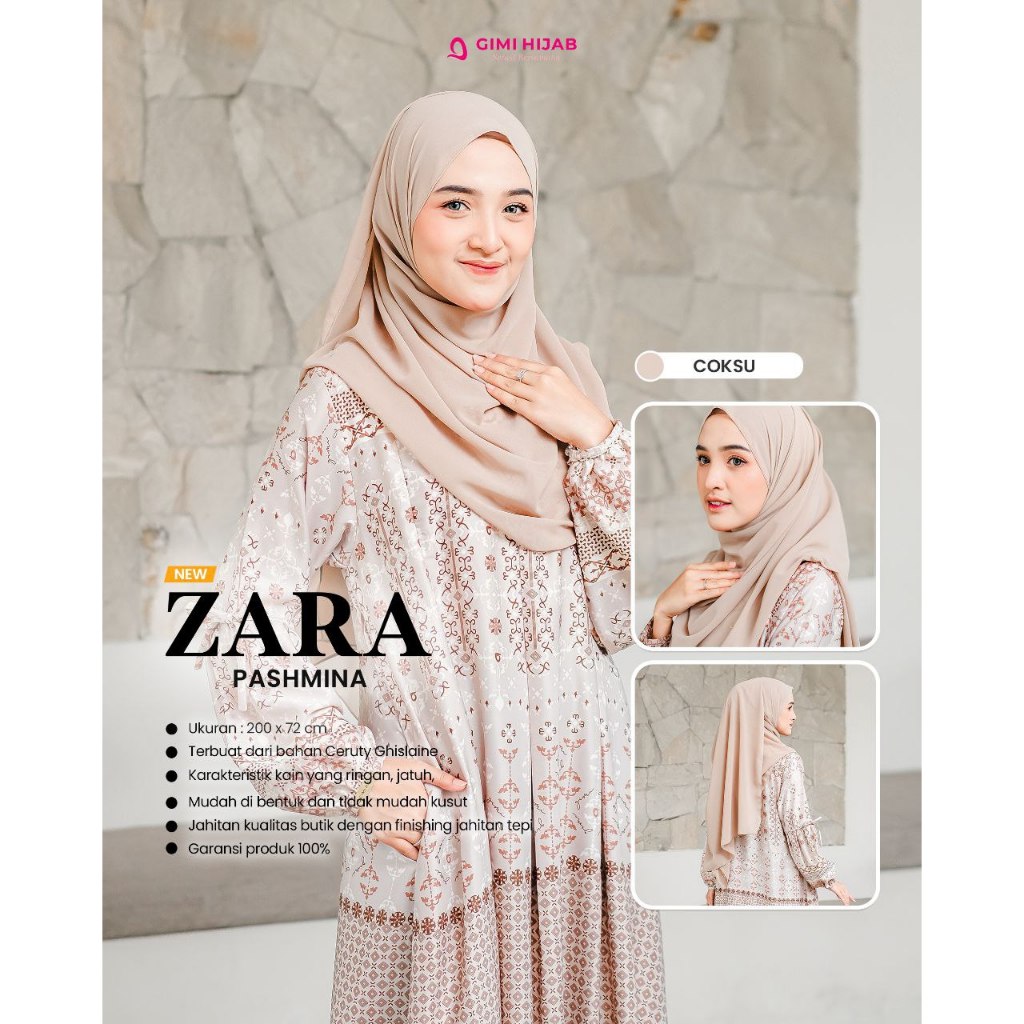 ZARA PASHMINA HIJAB PASHMINA KEKINIAN COCOK BUAT KERJA KULIAH DAILY TRAVELING FASHION HIJAB REMAJA