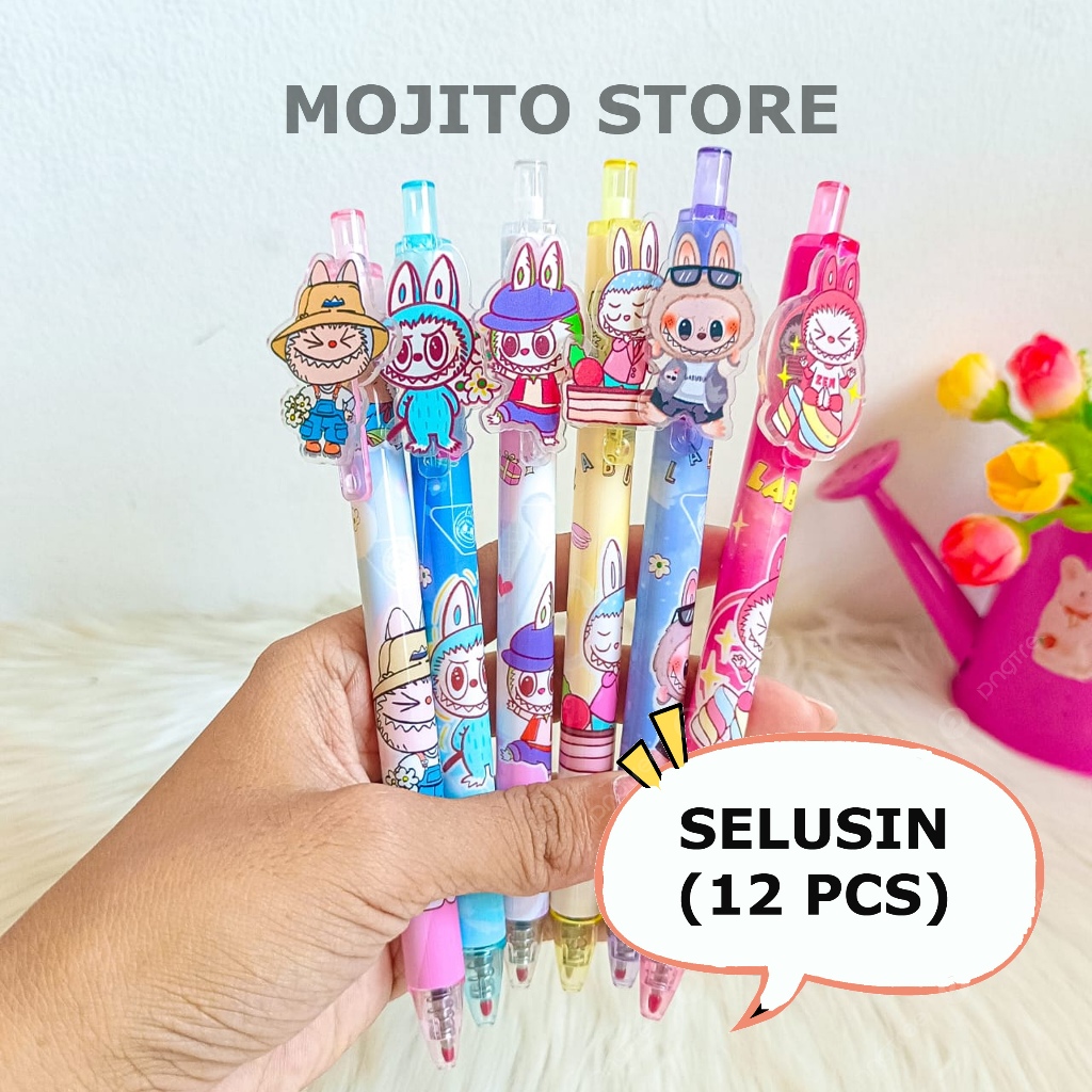 

(12 PCS) PEN CETEK LABUBU PULPEN MEKANIK POP MART PENA GEL TINTA BOLPEN THE MONSTER