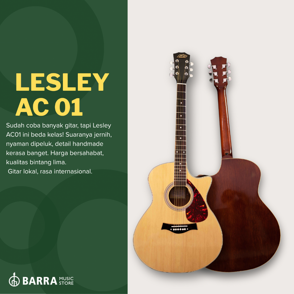 New Arrival Gitar Akustik Elektrik Lesley Ac01 Original