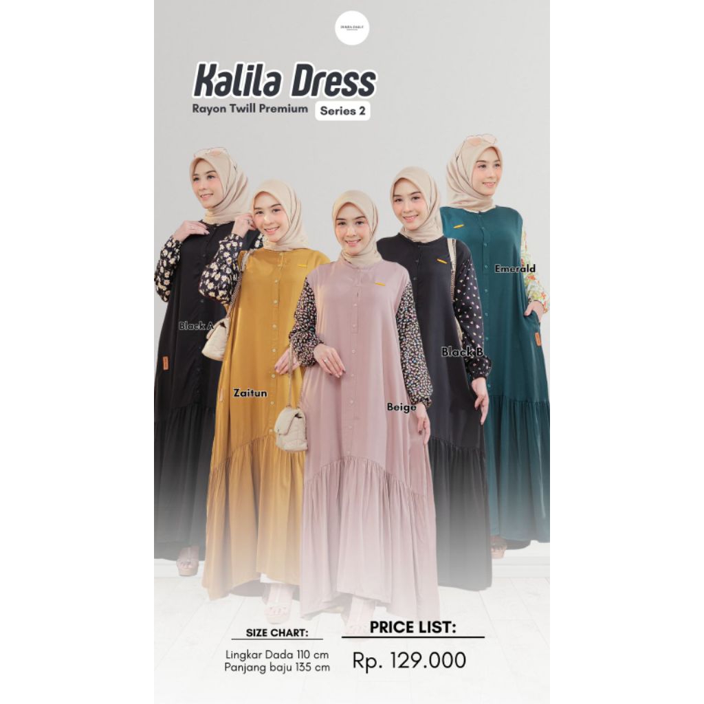 Kalila Dress by Dinda Daily- Dress Rayon Adem Kombinasi