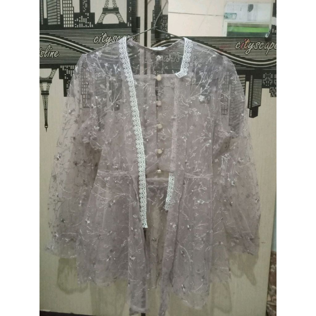 Set brukat warna mauve 5in1 (Free hijab & bandana)