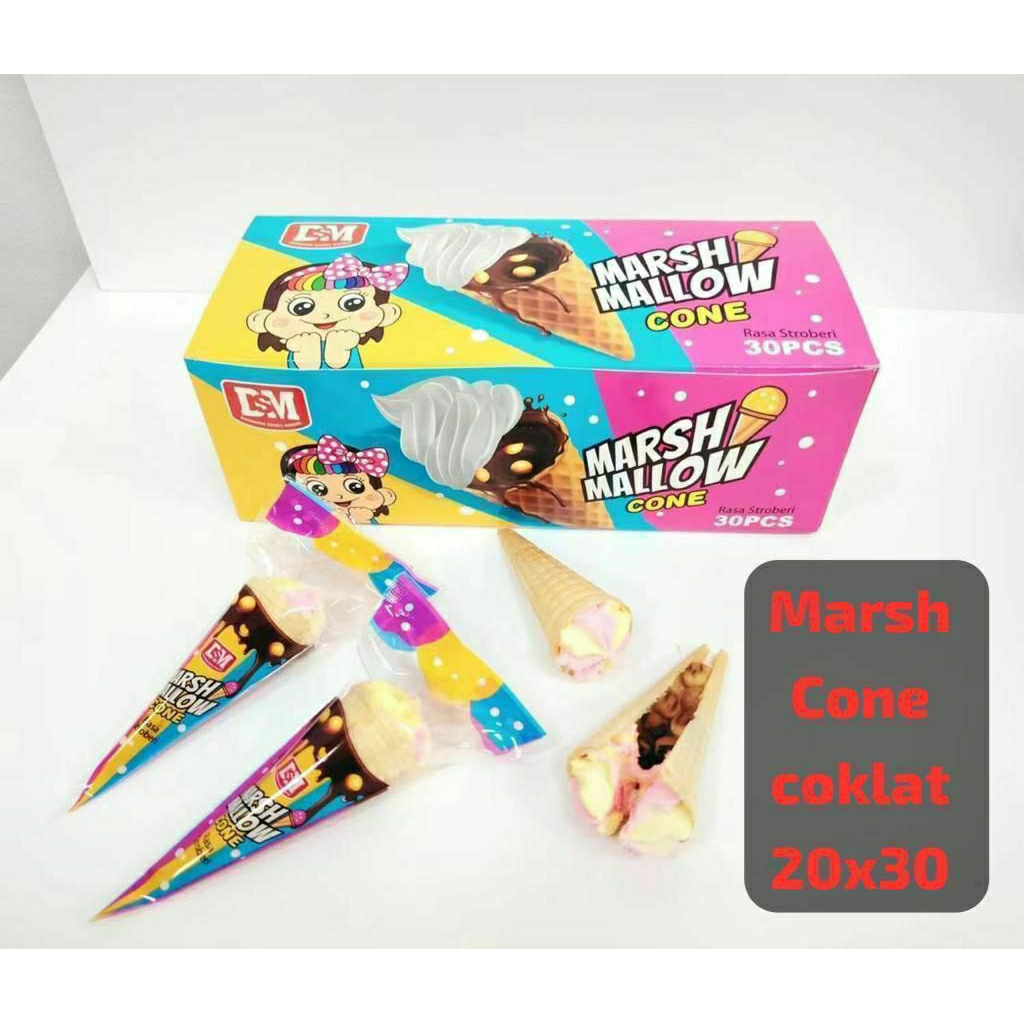 

DSM MARSHMELLOW CONE BENTUK ES CREAM ISI 30 pcs