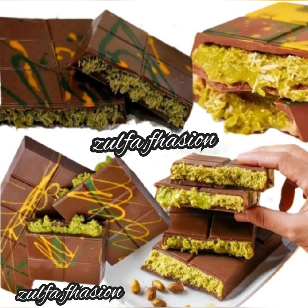 

( 100% Asli ) Chocolate Dubai Original Crispy "PISTACHIO KUNAFE" Berat ±270 gr ,Size 16x8 cm ,Coklat Viral Lembut Meleleh Dimulut Food Cocoa Cemilan Makanan Cokelat