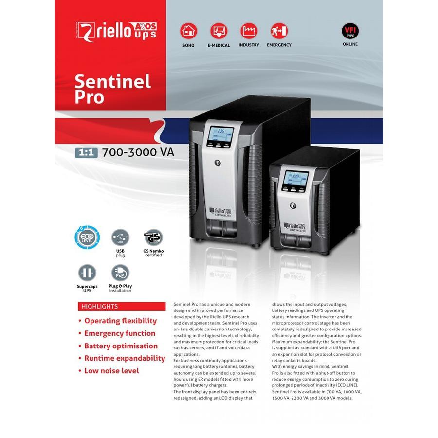 UPS Riello Aros Sentinel Pro 3000VA 2700 Watt + Stabilizer