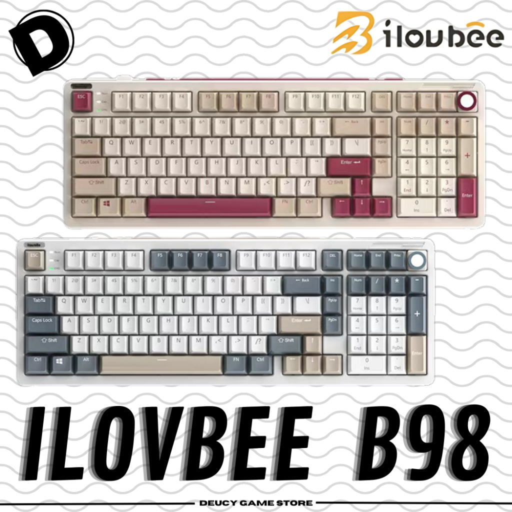 ILOVBEE B98 Wireless Triple Connection Full Size Mechanical Keyboard With Rotary Knob