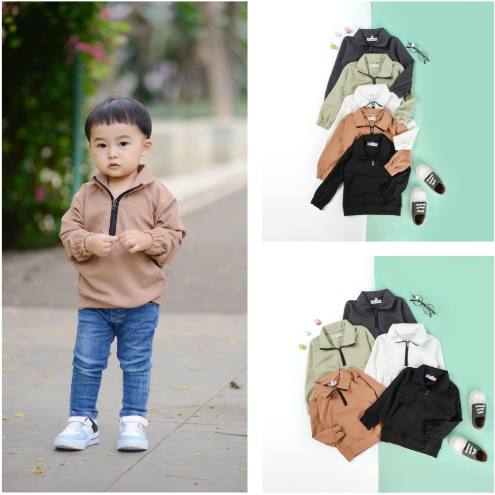 KODE U7T Halfzip Waffle Sweater  Sweater halfzip bayi  Sweater Bayi   2 Tahun