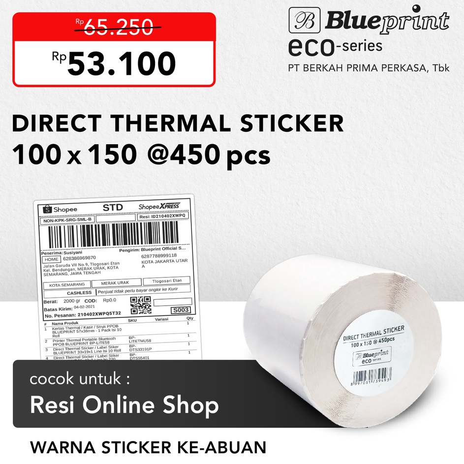 

Direct Thermal Sticker 1 x 15 Label Resi BLUEPRINT ECO 1x15 mm