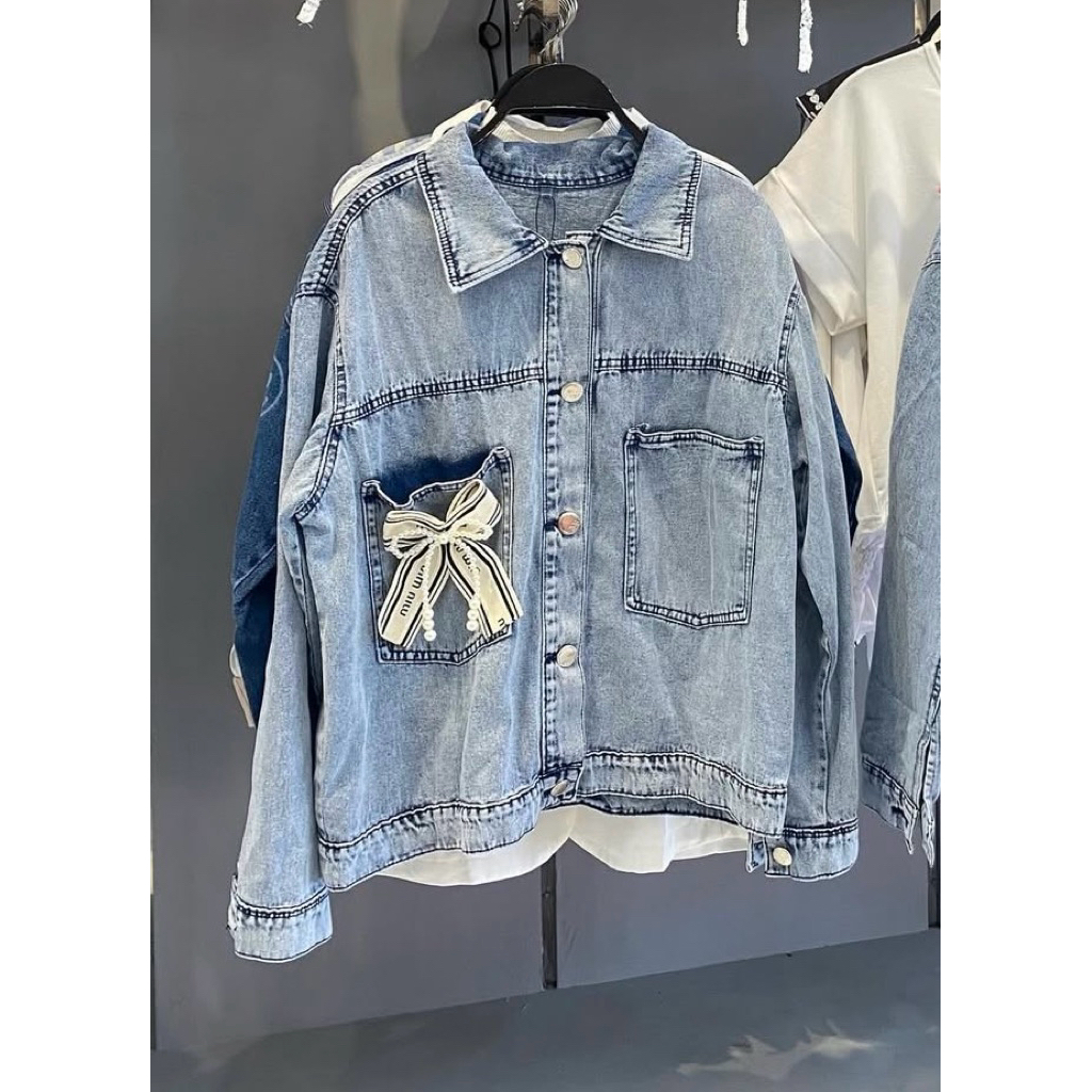 Jaket jeans/ jaket jeans wanita oversize/ jaket jeans wanita/ jaket jeans wanita korean style