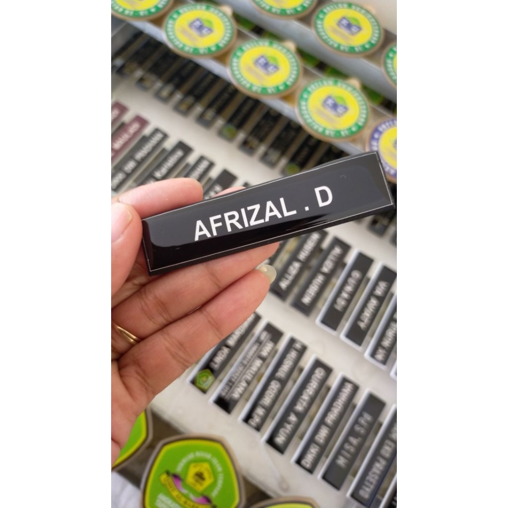 

Name tag#Nama Dada hitam full glossy