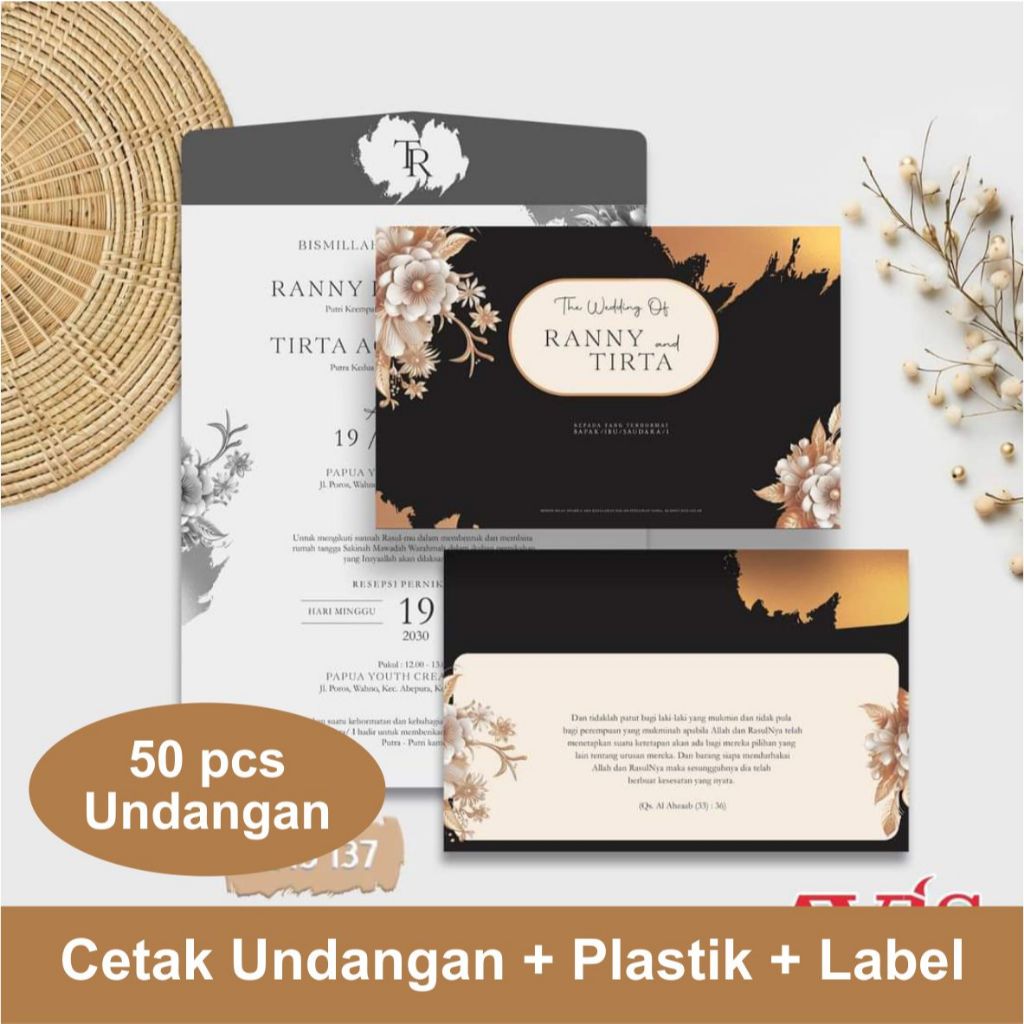 50PCS CETAK UNDANGAN PERNIKAHAN AVIS 137 SEMI AMPLOP