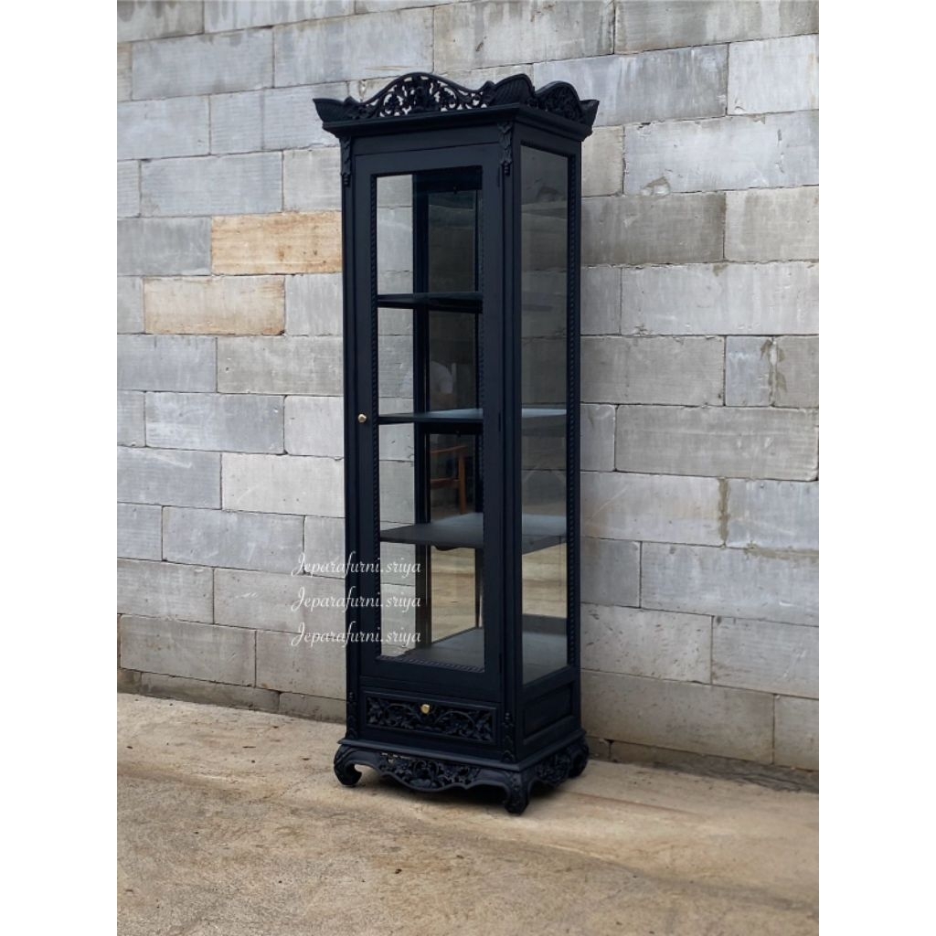 Lemari Hias 1 Pintu Jati Jepara I Lemari Hias Ukir Jati I Lemari Pajangan Jati Jepara