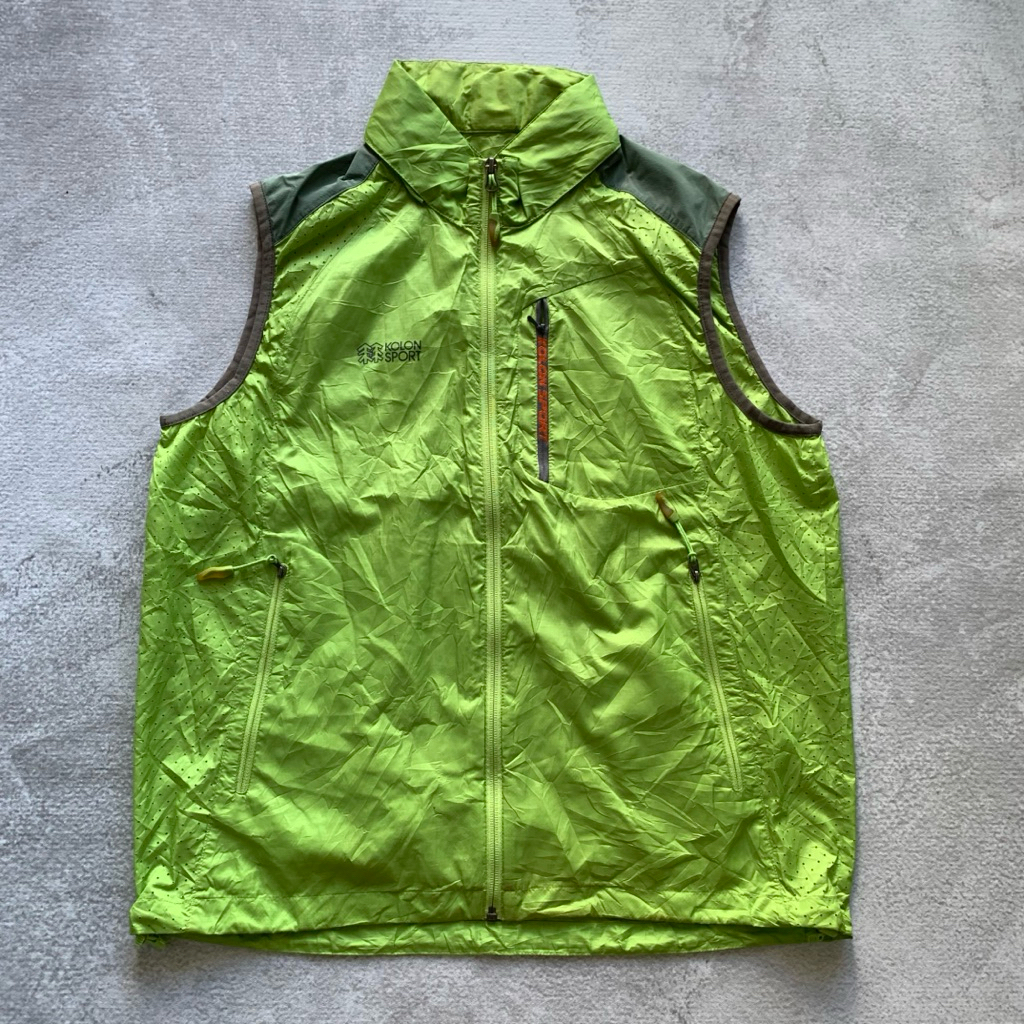 vest rompi sport by kolon green fulltag poket zipper