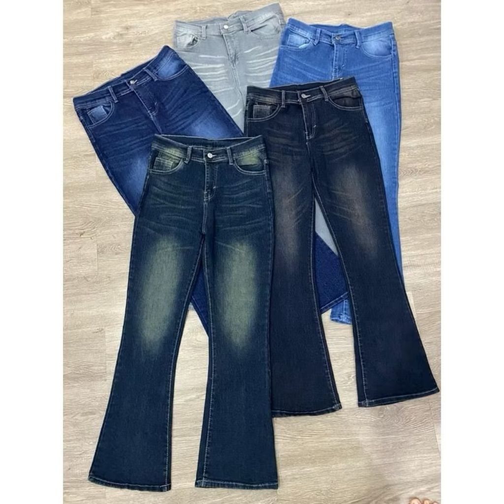 Highwaist Cutbray Jeans Retro 114 - Celana Jeans Cutbray Premium Stretch