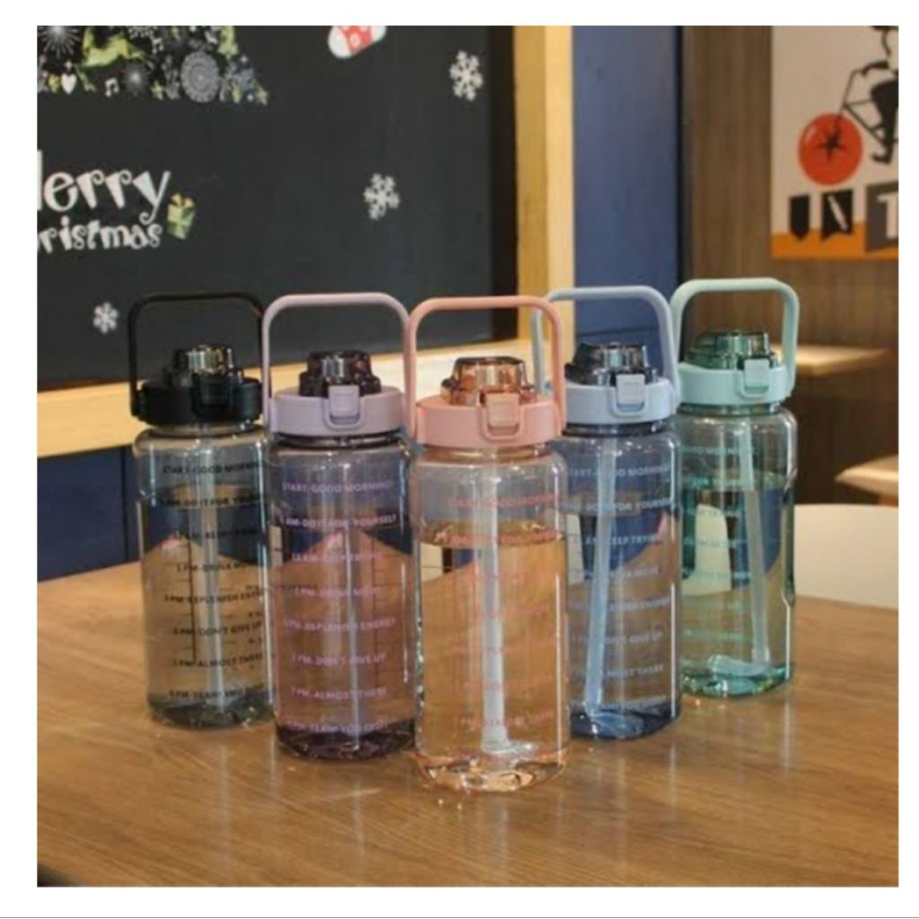 B (B95) BOTOL MINUM PLASTIK TUMBLER MOTIVASI MINUM 2 LITER