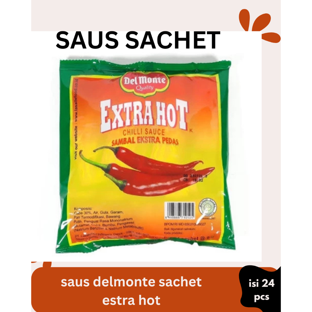 

saus cabai extra hot delmonte Sachet Isi 24 Pcs