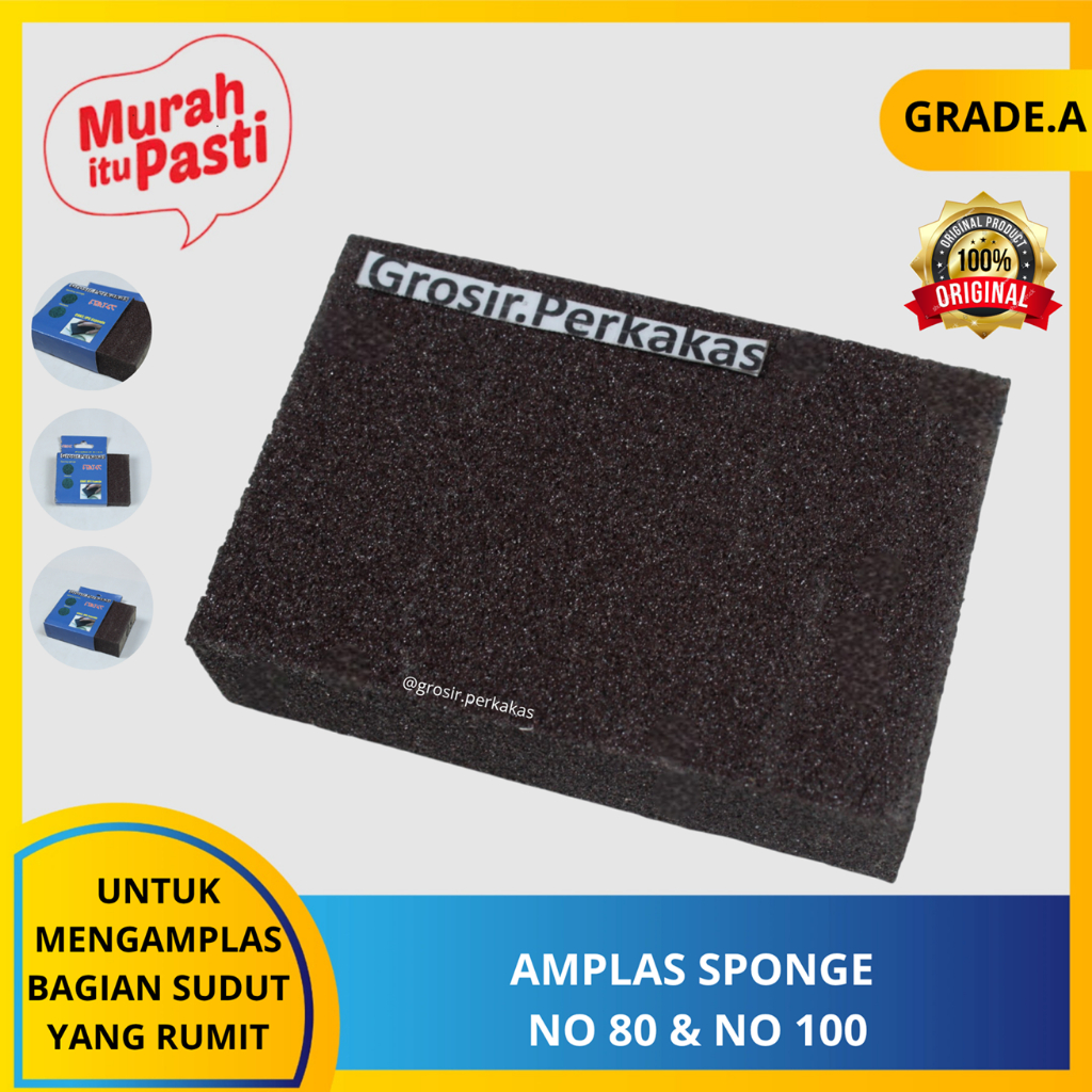 AMPLAS SPONGE - Busa Amplas Sanding Sponge Abrasive Fine Halus GRID 80 & 100. [A][#AMPLAS]