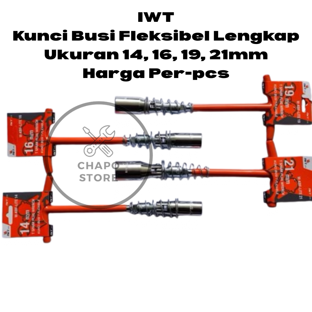 IWT Kunci busi mobil motor fleksibel model T 14 16 19 21mm iwt t type spark plug