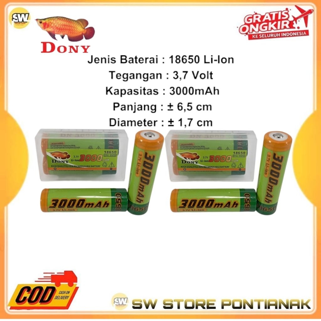 BETERAI CAS SENTER DONY DN-3000 MAH / BATERAI CAS LITHIUM ORIGINAL DONY / BATRAI CAS CHARGER BATTERY