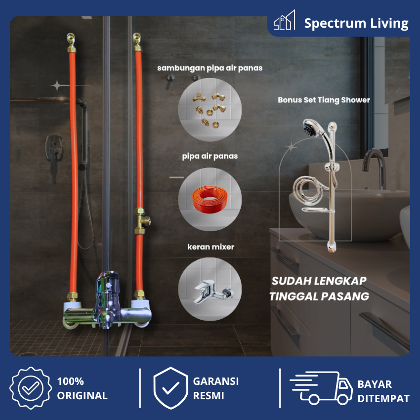 Paket Lengkap Instalasi Water Heater Listrik Dengan Kran Mixer