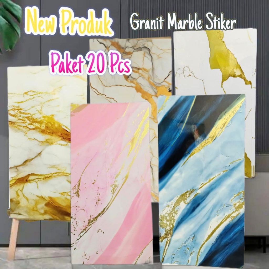 Granit Marble Stiker Premium Quality / Wallpaper Granit Marble Dinding ( 30cm × 60cm ) 20pcs