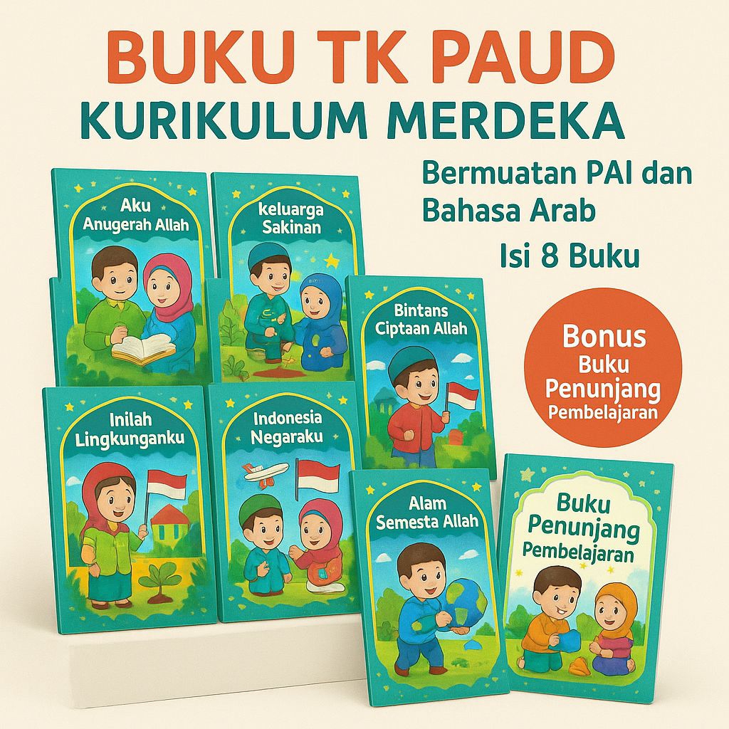 Buku Paket TK Paud|Buku Kurikulum Merdeka TK PAUD|Muatan Pai dan Bahasa Arab