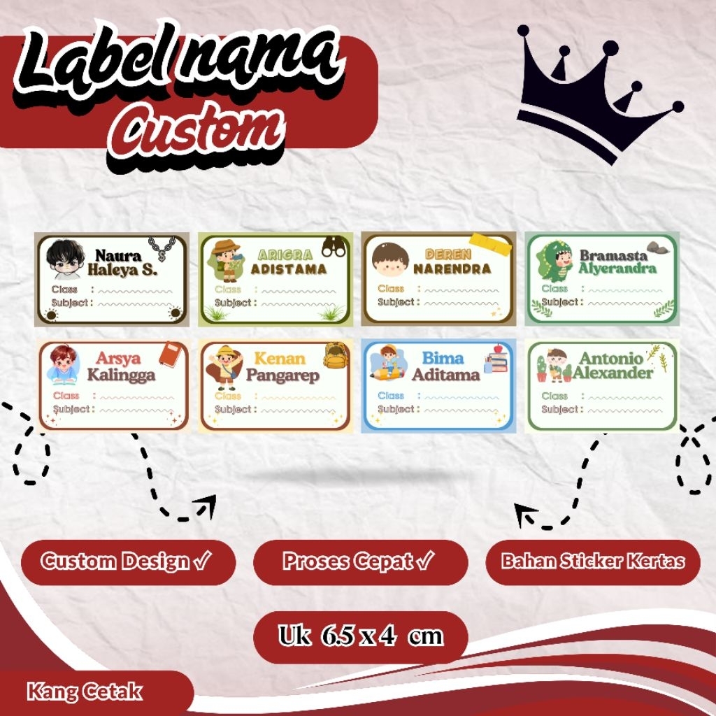 

Sticker Label Nama Anak/Sticker Mapel Lucu/Sticker Label Nama Custom Isi 44 pcs
