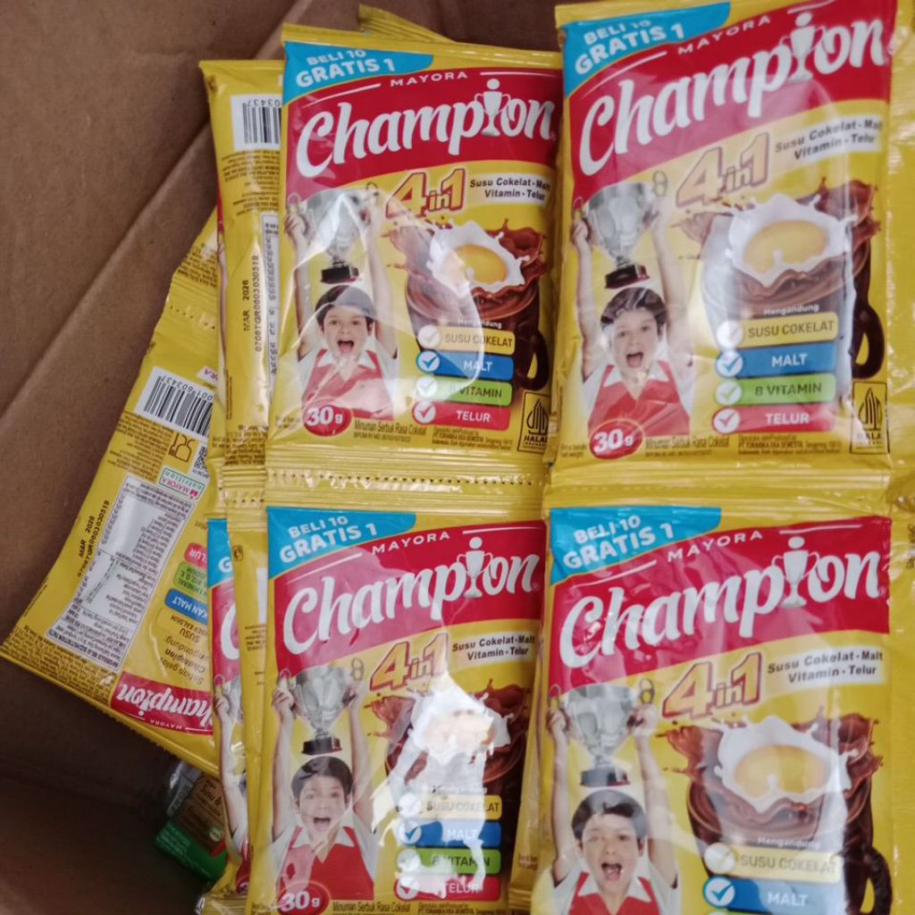 

Champion susu Cokelat 4in1 30gr isi 5pcs