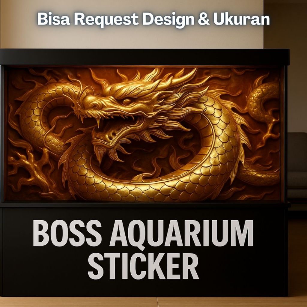 Boss Sticker Aquarium Background Wallpaper Naga 3D Dragon Gold