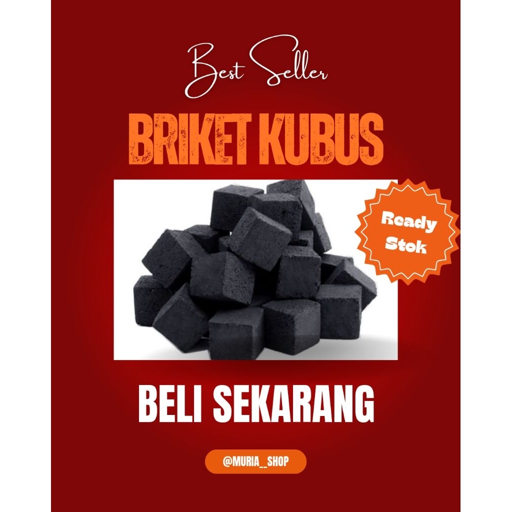 Isi 1 kg Briket Cube/Briket Kubus/Arang Briket Ready Stok
