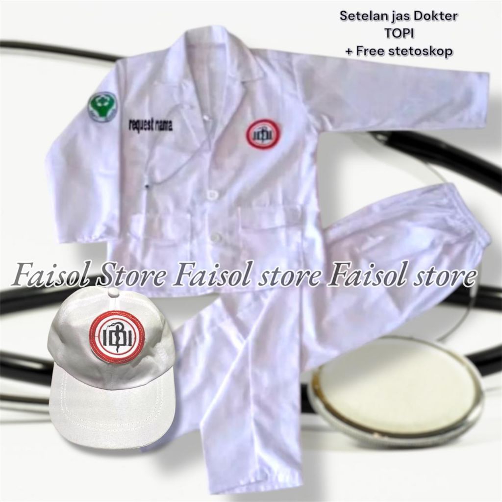 Baju setelan jas dokter anak paud,tk,sd pria-wanita/ Baju profesi jas dokter anak paud ,tk, sd  cowo