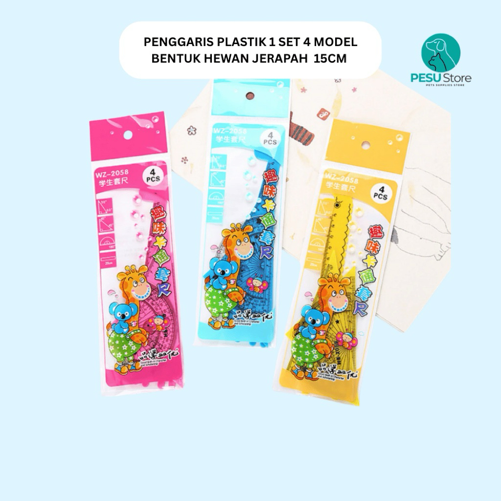 

Penggaris Plastik 1 Set 4 Model Alat Tulis Sekolah Kantor Karakter Bentuk Jerapah 15CM
