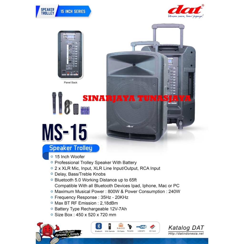Speaker Portable Dat MS15 15 Inch Dat Ms 15 speaker DAT Ms-15 Ms / MS15 15 Original
