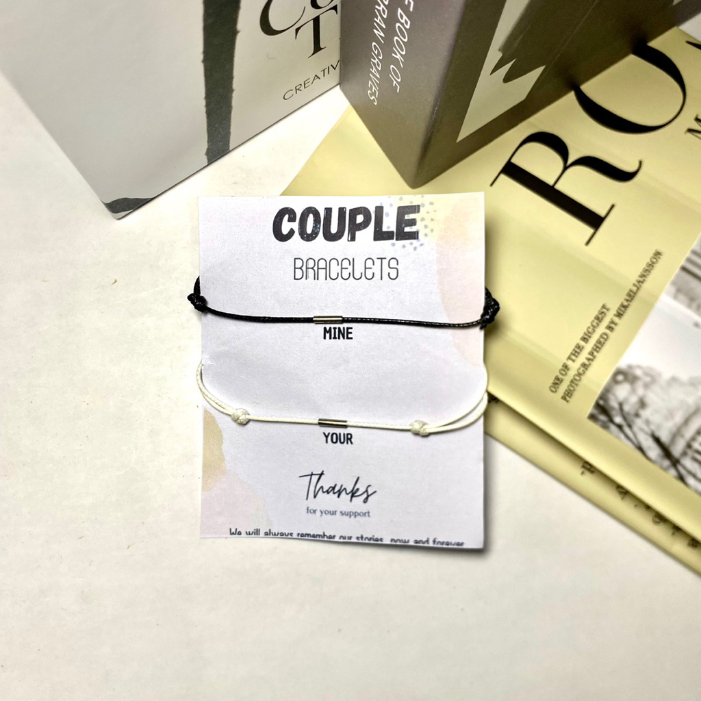 Gelang Couple Satu Pasang 2(Pcs) - Gelang Bandul Ring Satu Pasang Hitam Putih - Bracelets