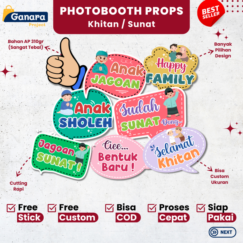 𝐃𝟏𝟏𝟐 Photobooth Props Khitan Custom | Photoboth properti foto sunat walimatul khitan tasyakuran khit