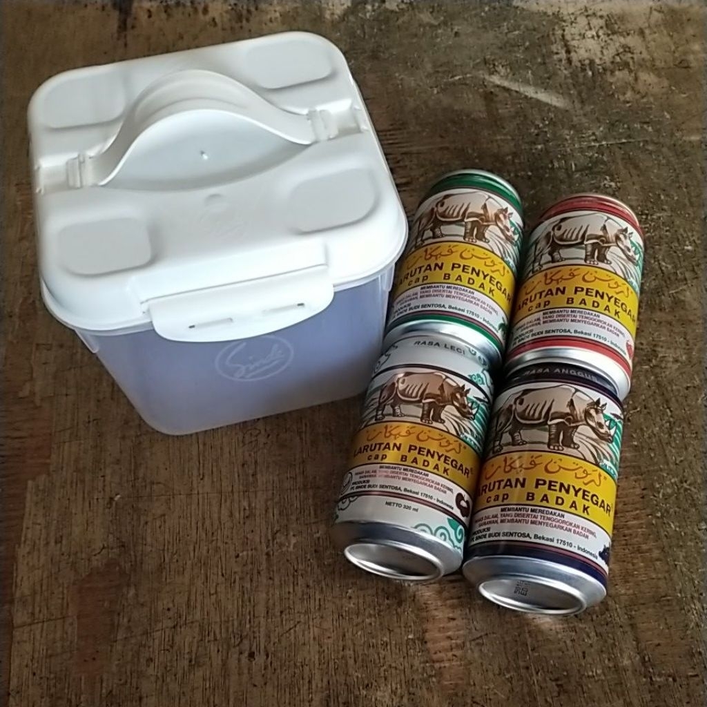 

Larutan penyegar cap Badak 320 ml beli 4 pcs gratis container