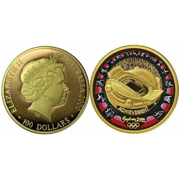 Koin Emas Proof 100 Dollars Elizabeth II 4th Portrait Summer Olympics 10 gram