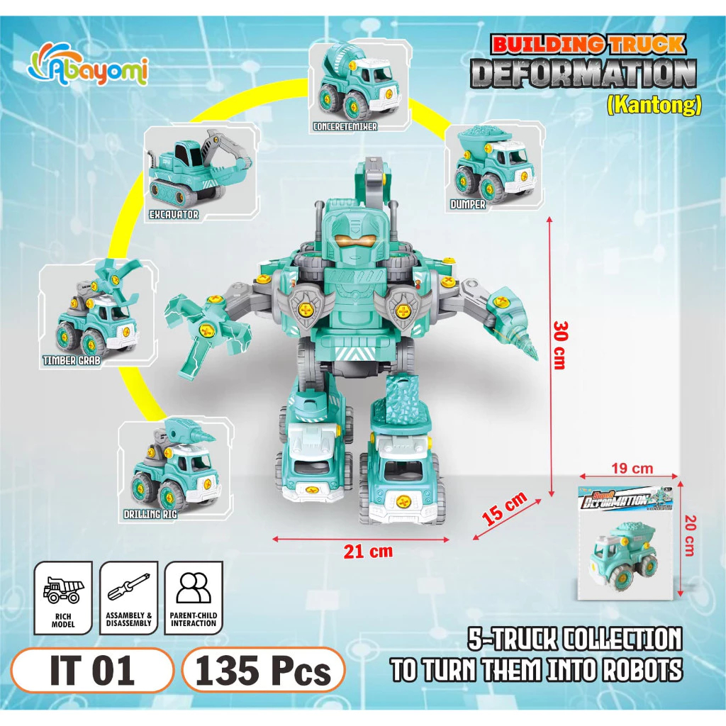 Mainan Anak Mobil DIY Berubah Jadi Robot Mainan Mobil Bongkar Pasang / Mainan Mobil DIY Robot Mainan