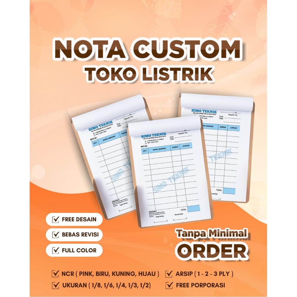 

CUSTOM NOTA LISTRIK | NOTA TOKO LISTRIK | TANPA MINIMAL ORDER | FREE DESAIN | NOTA CUSTOM JOGJA | NOTA CUSTOM SLEMAN | INSTANT | EKSPRESS