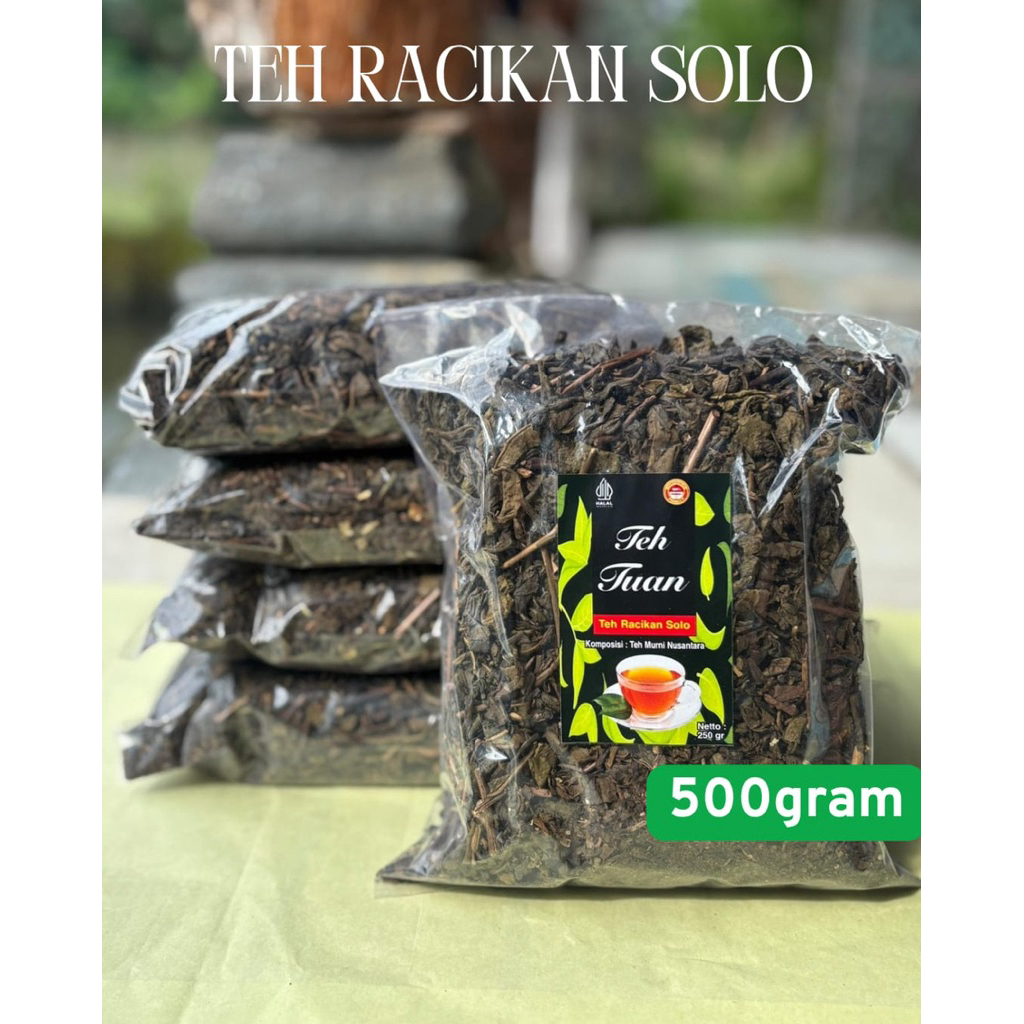 

Racikan teh solo kemasan 500 gram. WANGI SEPET KENTEL untuk 40 liter air