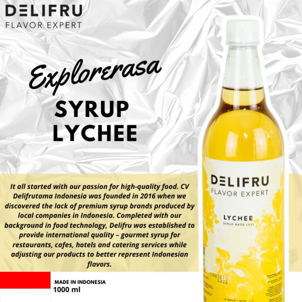 

Delifru syrup rasa lychee isi 1 liter