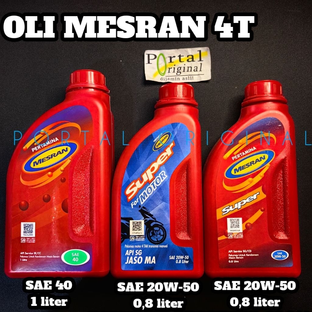 Oli mesran 4T super motor Sae 40 20W-50 Pertamina oil 800ml 1 liter mesin bawah 4 tak
