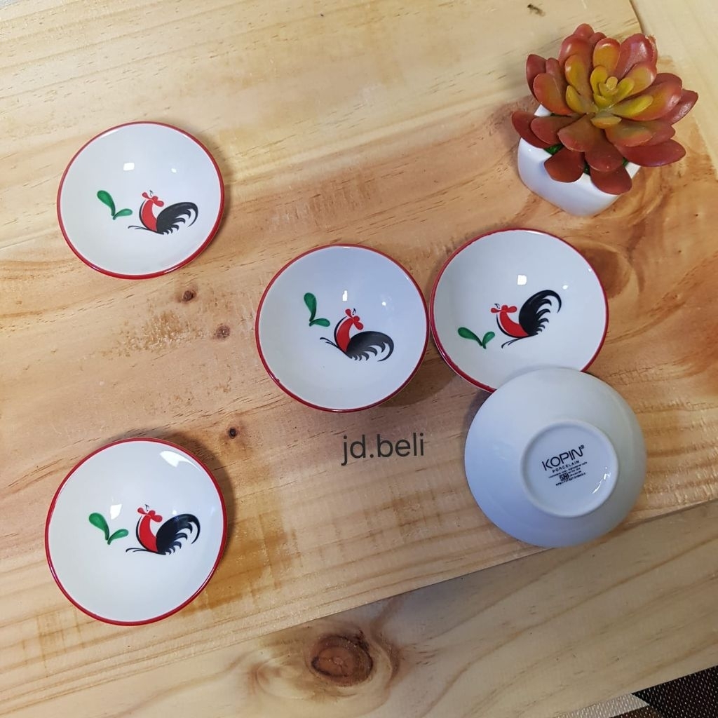 Kopin Tempat sambal Motif/piring saos sambal keramik/Tempat saus saos kecap/Tempat sambal Motif ayam