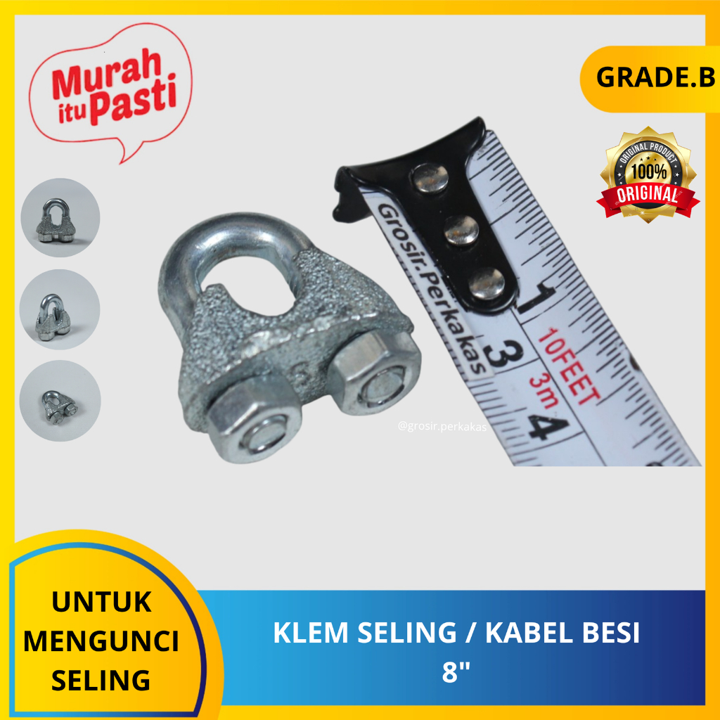 KLEM SELING / KABEL BESI 8" Wire Rope Clip / Kuku Macan Galv 8mm. [B][#KLEM KABEL BESI/KLEM SELING]