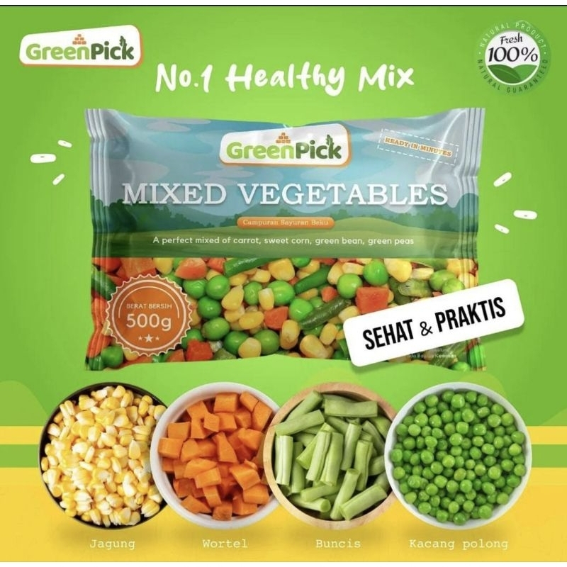

Greenpick Mixed Vegetables 500 gram per pack Sayuran Beku