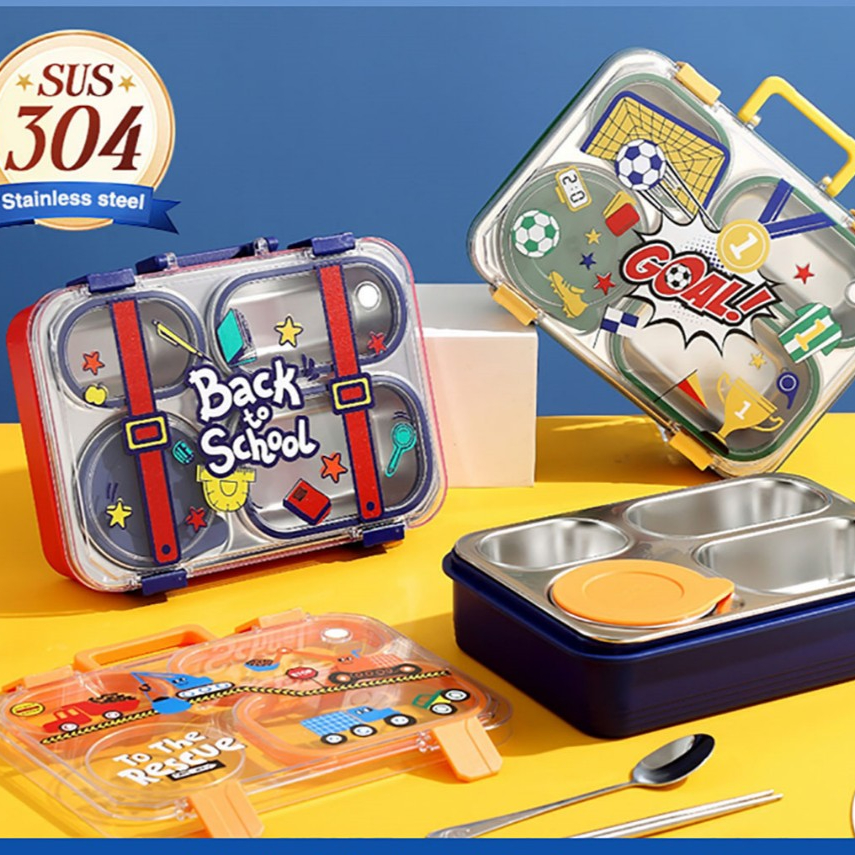 Lunch Box Stainless  Kotak Makan 4 Sekat Bahan Stainless Kotak Bekal Anak Sekolah stainles