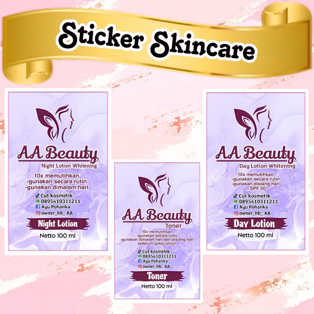 

(ISI 100 PCS) STICKER HB HANDBODY LOTION CUSTOM NAMA