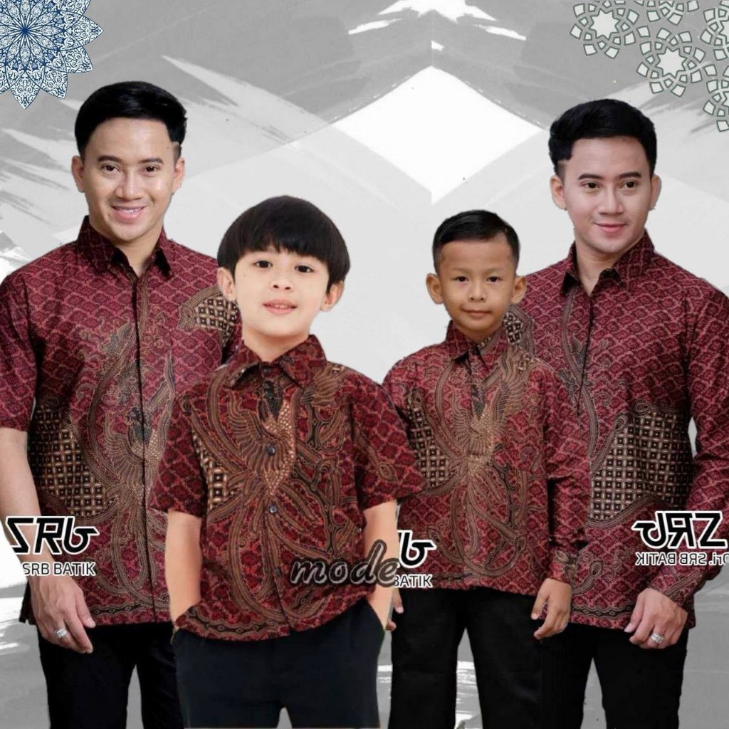 TERBARU Batik Ayah Batik Anak Kemeja Batik Couple sweet || Batik Couple Ayah dan Anak Merah Maroon
