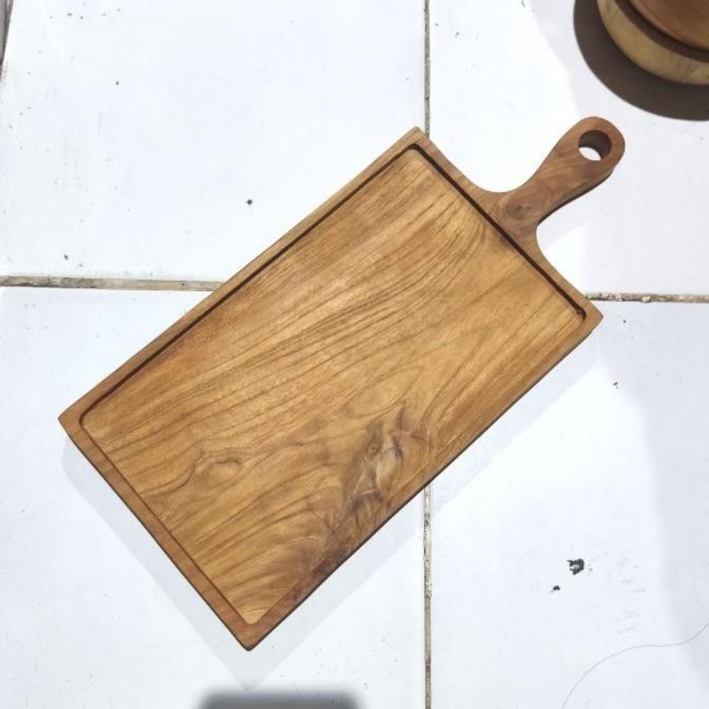 Talenan kayu jati / piring saji kayu jati 30×18×10×2cm