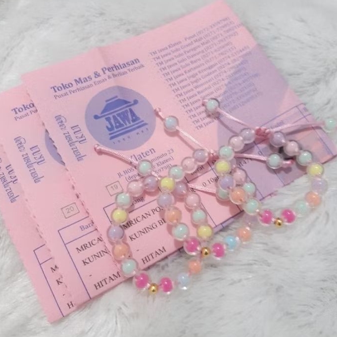 Gelang Tali Rainbow Bening Anak Dior 0,1gram Semar Jawa