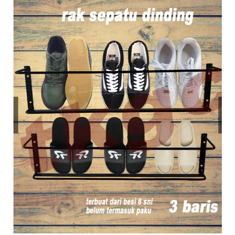 Rak besi sepatu sandal tempel dinding rak gantungan tempat sepatu dinding